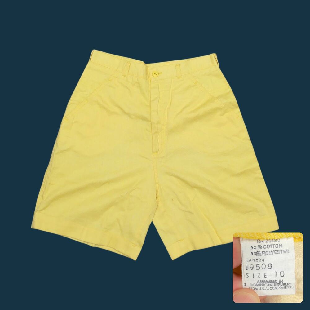 Vintage 70s Oscar de la Renta Yellow High Rise Spellout Shorts Size 4 (W26)